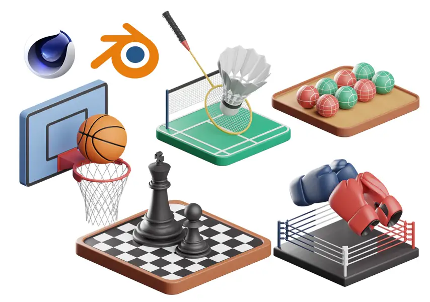 模漾网-20P- 体育运动各类体育项目-模型合集-Sport 3D Icon-Vol.01