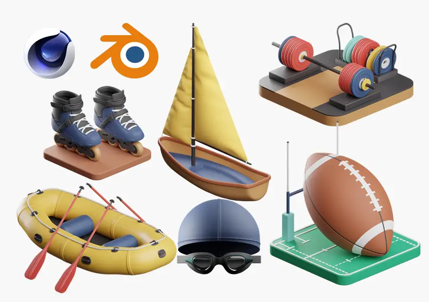 模漾网-20P- 体育运动各类体育项目-模型合集-Sport 3D Icon-Vol.04