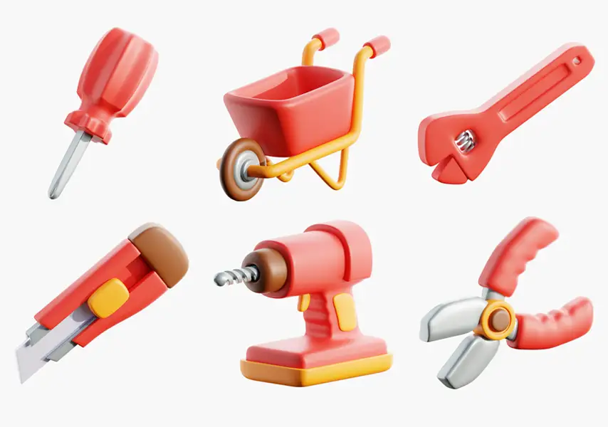 模漾网-10P-卡通手工工具-3D图标-模型合集