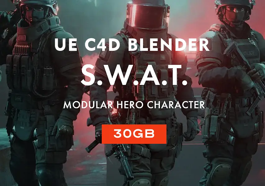 模漾网-30GB-大型-警察特警角色-反恐精英-人物3D模型资产-Hero Character