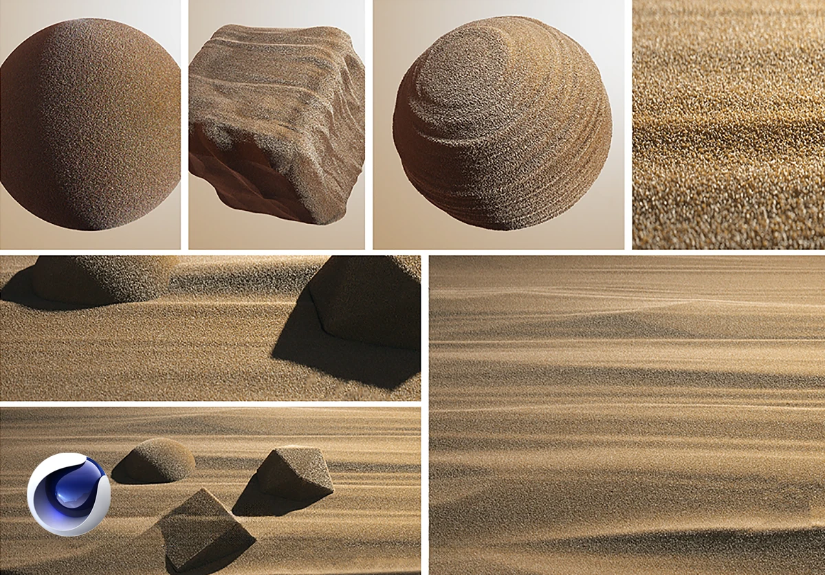 模漾网-程序化-沙子沙地沙丘沙砾沙粒-材质预设-Cinema 4D OCTANE-Procedural Sand Shader(R19-2023)