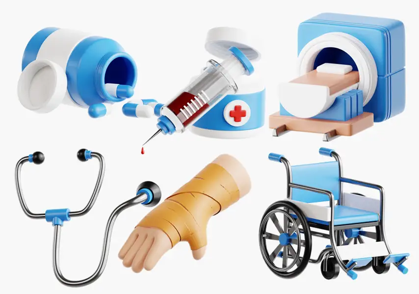 模漾网-30P-医院医生器械医疗药物器具-3D Icon Pack