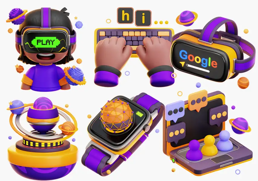 模漾网-25P-元宇宙AI区块链科技网络智能产品图标-3D Icon Pack