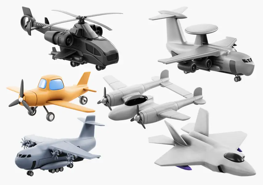 模漾网-9P-飞机直升机含战斗机运输机喷气机-3D Icon Pack
