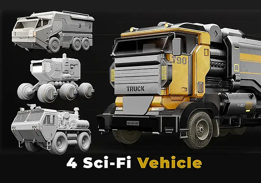 模漾网-4P-科幻货车-概念卡车汽车-Truck-模型合集