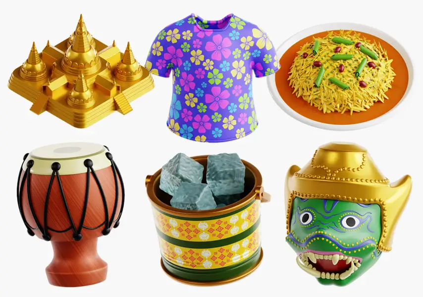 模漾网-30P-泰国元素-Thailand-3D图标-3D Icon Pack