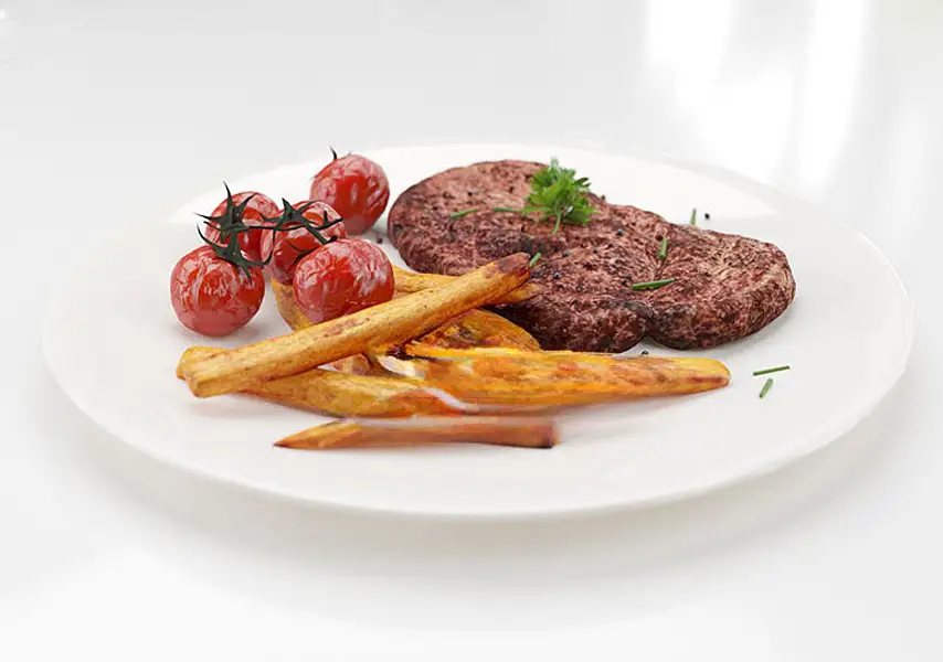 模漾网-1P-牛排薯条西红柿番茄食物-C4D模型