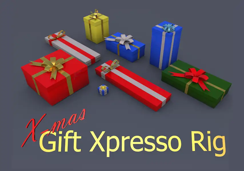 模漾网-Cinema 4D-礼品盒模型预设-X mas Gift Rig (R19-2025)