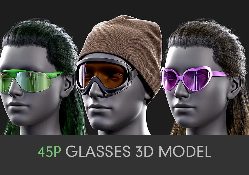 模漾网-45P-Cinema 4D-Glasses-眼镜墨镜太阳镜-模型合集