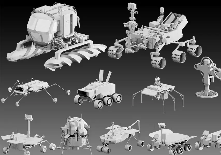 模漾网-16P-科幻机械机器人火星车月球探测车-模型合集