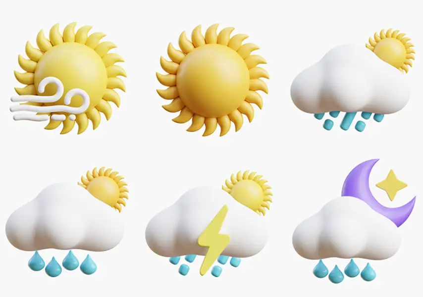 模漾网-25P-天气天气预报图标3D模型-合集-3D Icon Pack