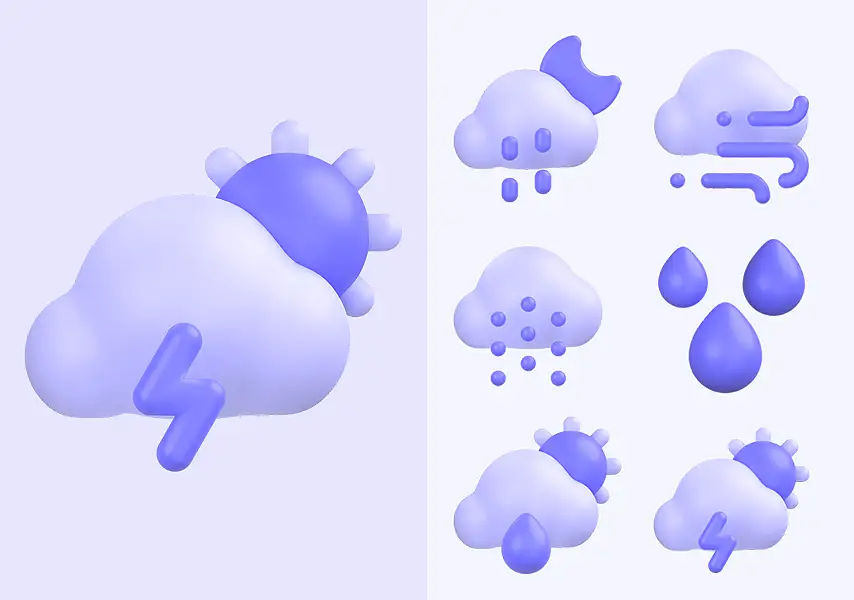 模漾网-25P-天气天气预报图标3D模型-合集-3D Icon Pack