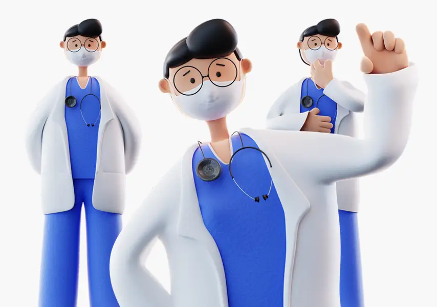 模漾网-7P-医生角色表情动作-3D Icons Pack