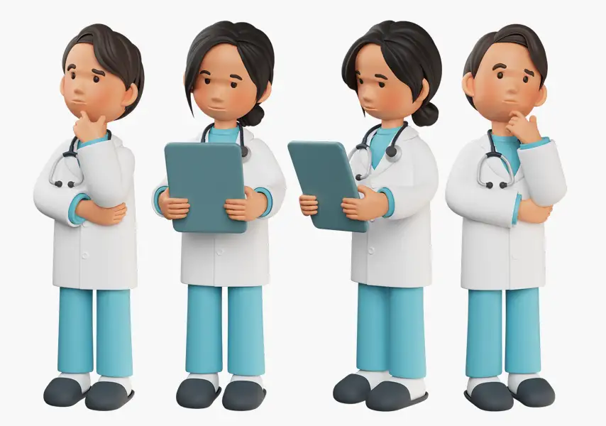 模漾网-6P-医生角色男女绑定模型-3D Icon Pack.02