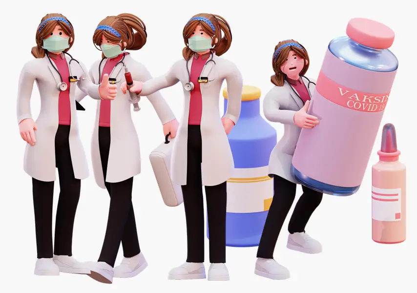 模漾网-10P-女医生角色人物模型合集-3D Icons V02