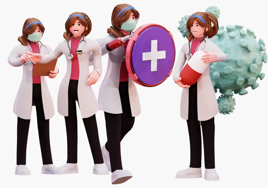 模漾网-10P-女医生角色人物模型合集-3D Icons V01