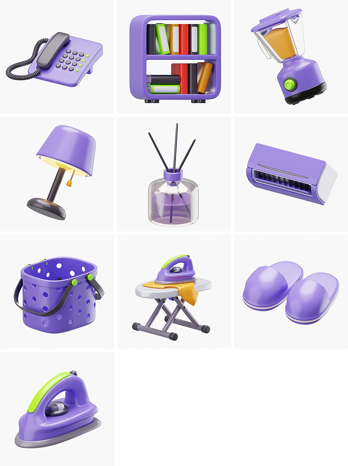 模漾网-10P-家居生活用品用具-3D Icon Pack