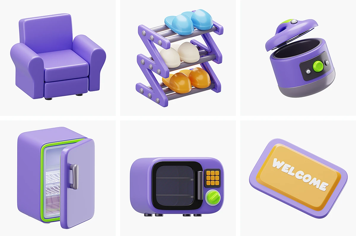 模漾网-15P-家居生活用品用具-3D Icon Pack